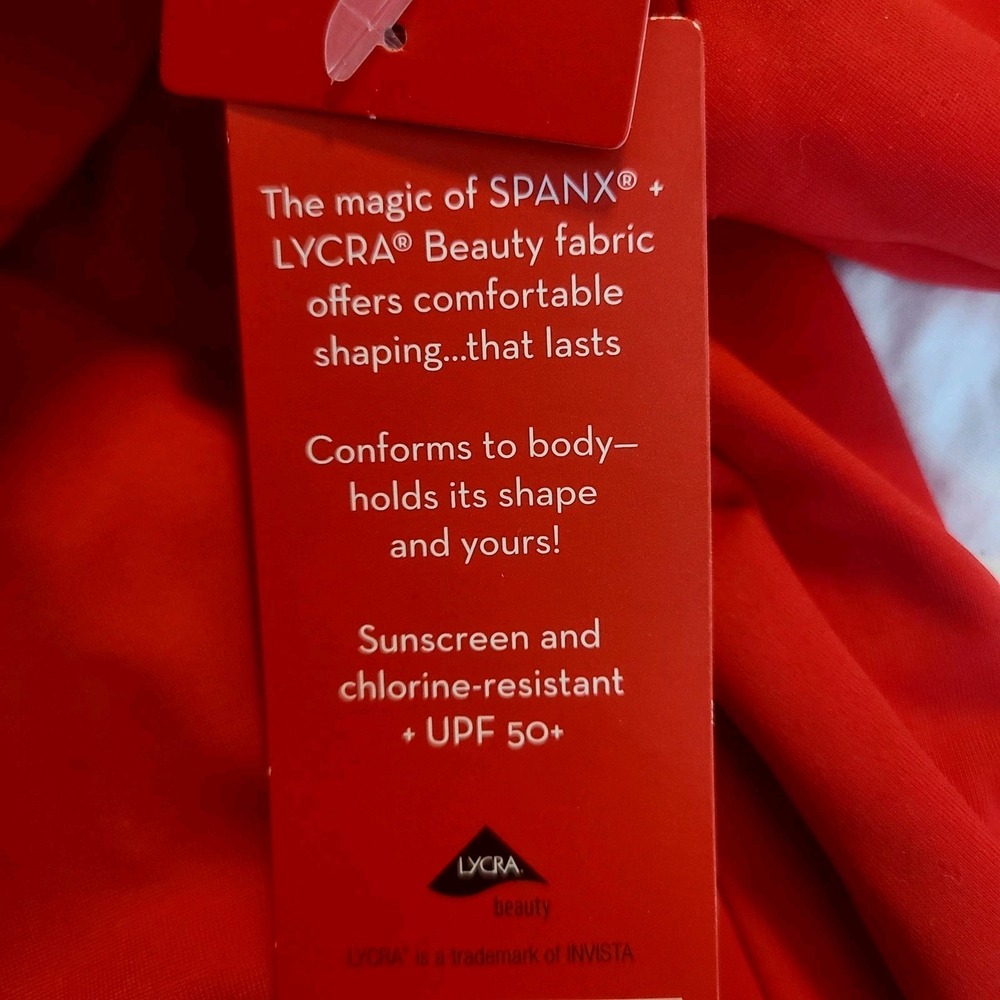 Spanx Long Sleeve One Piece Shaping Swimsuit Red Bathing Suit UPF 50+ Size 12 - Picture 8 of 9